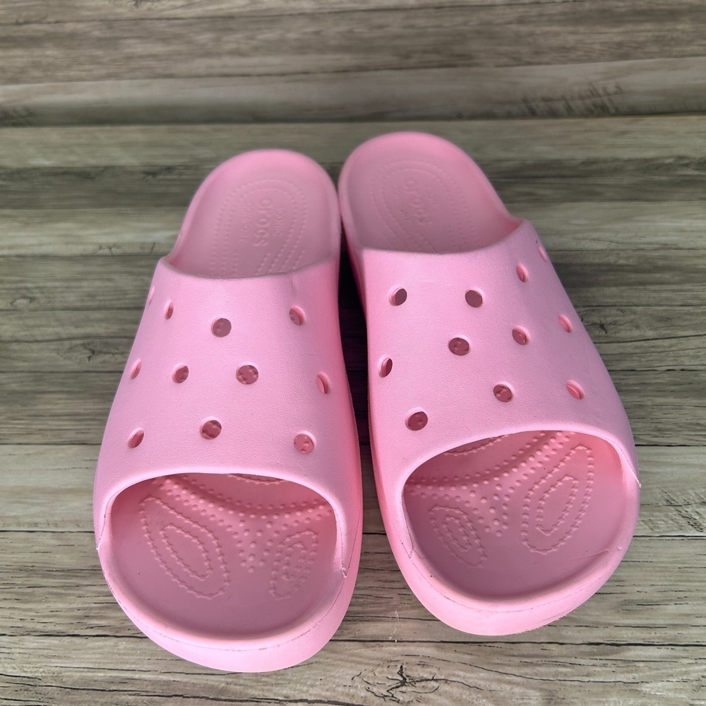 Crocs Platform Slide Open Toe Womens Size 11 Sandals Pink Flamingo - Picture 3 of 9